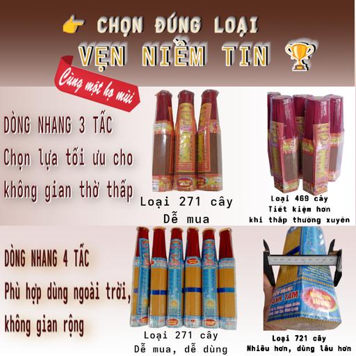 Nhang Thơm Thần Tài 3 Tấc 271 Cây THÀNH TÂM – Mùi Thơm Ngát Lan Xa, Không Ám Trần