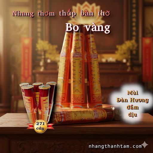 Nhang Bo Vàng 4 Tấc 271 Cây – Hương Đàn Hương Dịu Nhẹ, Dùng Hàng Ngày