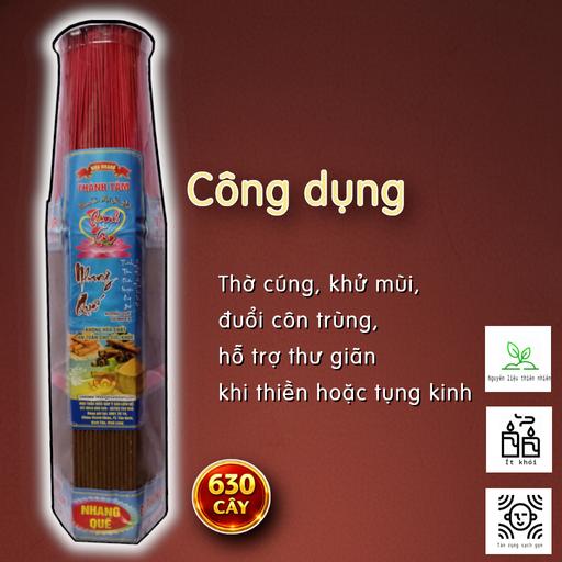 Nhang Quế Sạch 4 Tấc 630 Cây THÀNH TÂM – Hương Quế Tự Nhiên Thơm Ấm, Thanh Tịnh
