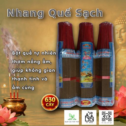 Nhang Quế Sạch 4 Tấc 630 Cây THÀNH TÂM – Hương Quế Tự Nhiên Thơm Ấm, Thanh Tịnh