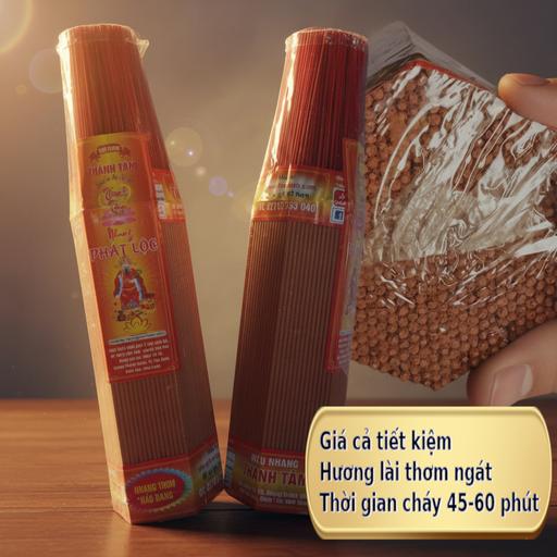 Nhang Thơm Hương Lài 4 Tấc Bó Đại 630 Cây Phát Lộc – Thơm Dịu, Ít Khói, Dùng Lâu Tiết Kiệm