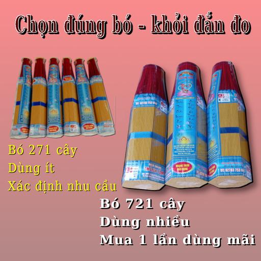 Nhang Thơm 4 Tấc Nhãn Xanh Đại 721 Cây – Hương Thơm Dịu, Cháy Lâu, Ít Khói