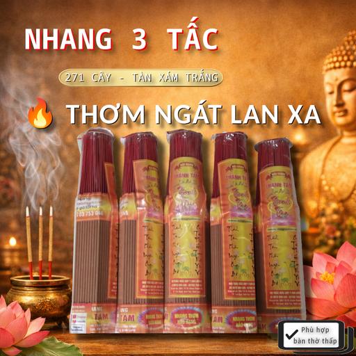 Nhang Thơm Thần Tài 3 Tấc 271 Cây THÀNH TÂM – Mùi Thơm Ngát Lan Xa, Không Ám Trần
