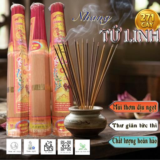 Nhang Thơm Ít Tàn Tứ Linh 4 Tấc 271 Cây THÀNH TÂM – Thơm Dịu, Không Cay Mắt, Sạch Sẽ Nơi Thờ Tự