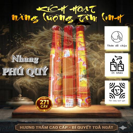 Nhang Thơm Mùi Trầm Phú Quý 4 Tấc 271 Cây THÀNH TÂM – Hương Trầm Lan Tỏa Lòng Thành